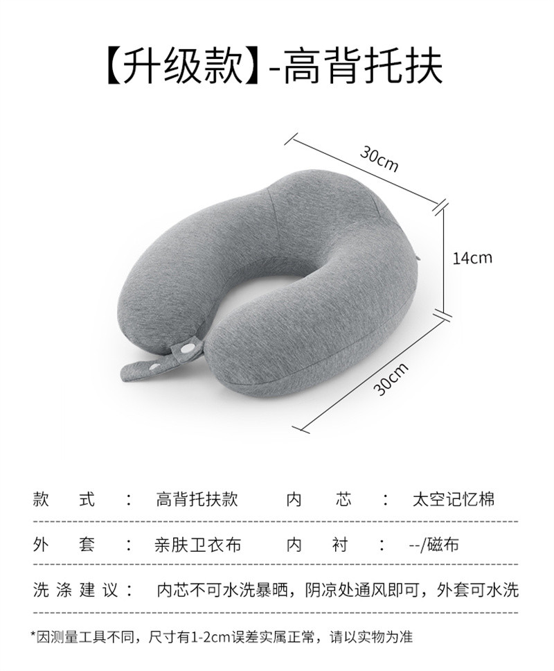 洛港 u型枕颈椎枕汽车飞机旅行枕头记忆棉脖子靠枕午睡枕护颈枕u形枕/个