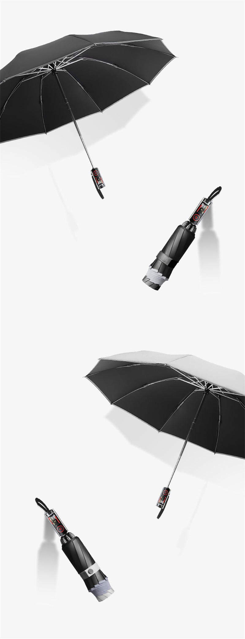 洛港 超厚全自动雨伞男士反向伞晴雨伞两用女折叠加固/个