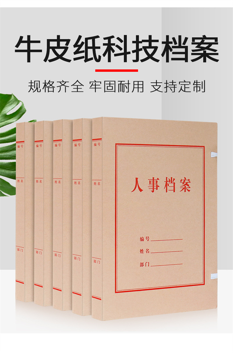 洛港 10个干部人事专用档案盒牛皮纸文件资料盒a4无酸纸质