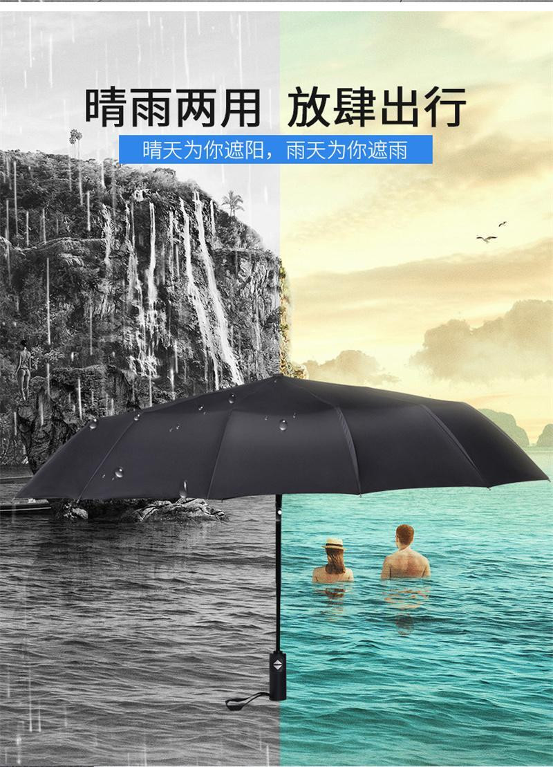 洛港 全自动雨伞男大号折叠太阳伞超大防晒便携晴雨两用黑胶伞 把