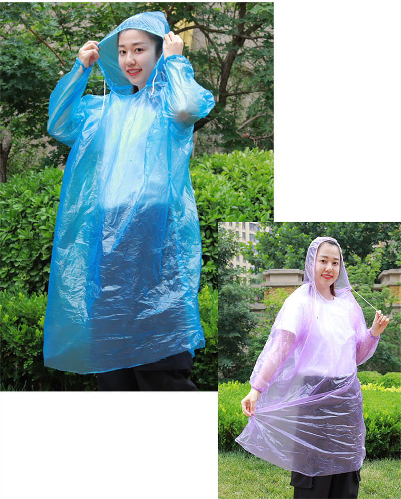 洛港 一次性雨衣长款全身大码加厚透明男女款游乐场成人漂流便携式雨披 件