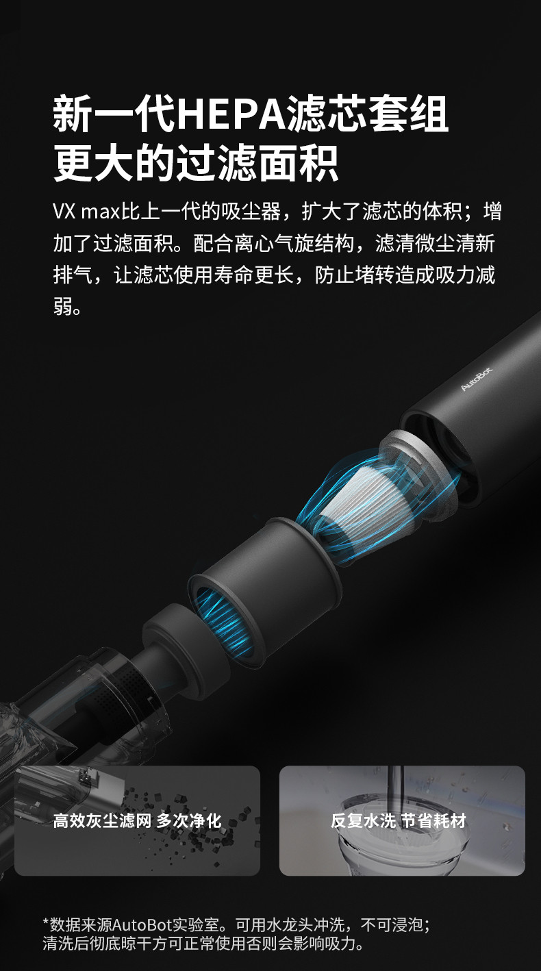 AutoBot VX max车载吸尘器20000Pa大吸力车家两用无线大功率吸尘器50分钟续航