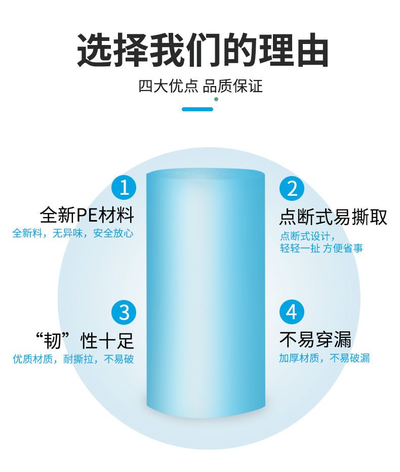 洁成手提式垃圾袋子家用加厚厨房地摊一次性批发分类黑色塑料袋