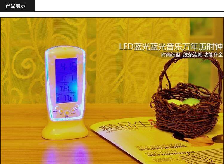 【送3节电池】LED电子钟简约闹钟音乐闹钟日期温度计时器夜光灯表