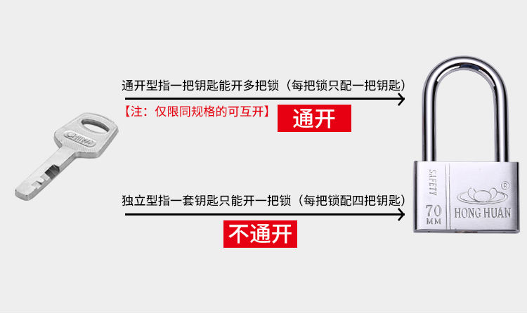 通开挂锁通用锁具通开锁防水防盗家用宿舍大门家用小锁头长梁锁子