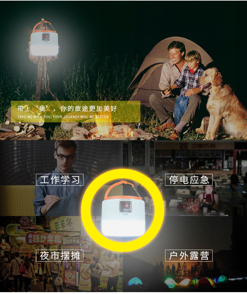 超亮充电灯泡家用停电应急无线节能灯户外移动夜市灯摆摊照明