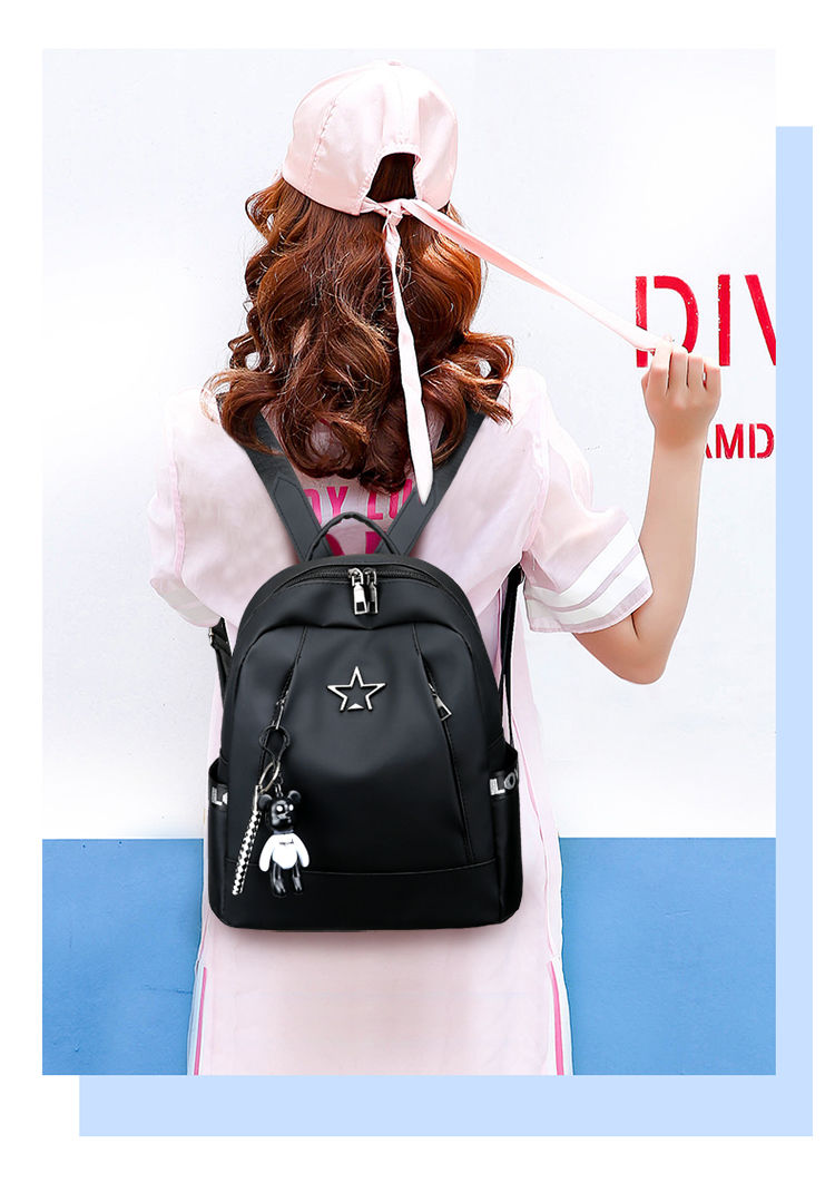 出极 双肩包女韩版新款时尚百搭牛津布帆布包包学生书包迷你小背包