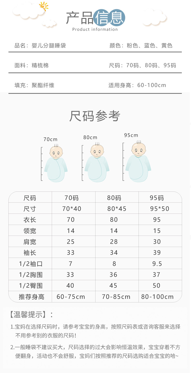 班杰威尔/banjvall 婴儿春秋加厚分腿防踢被儿童四季通用款纯棉宝宝加厚森林兔