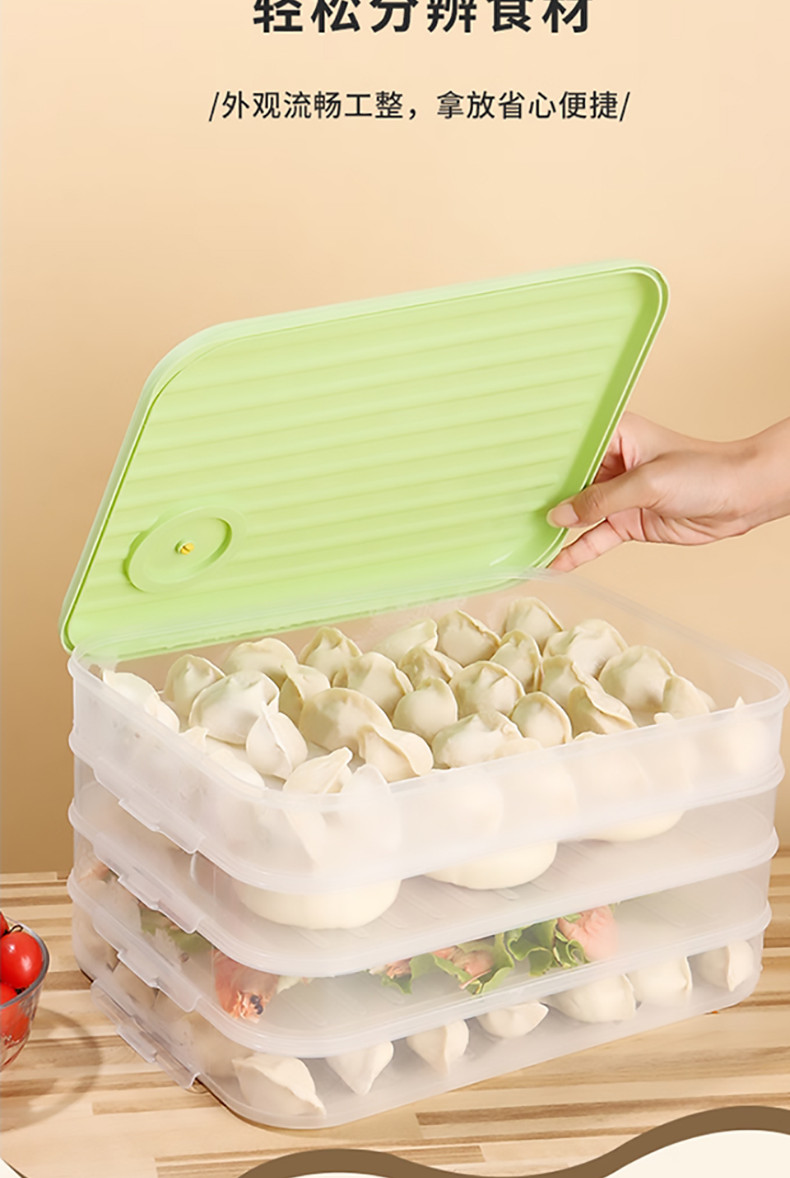 拜杰（BJ） 饺子收纳盒饺子盒冰箱保鲜盒食品级冷冻水饺馄钝速冻盒 W6604