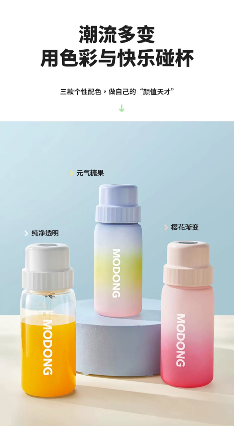 摩动（modong） 小型便携式家用多功能随行双杯盖电动榨汁机 MD-GZJ05C