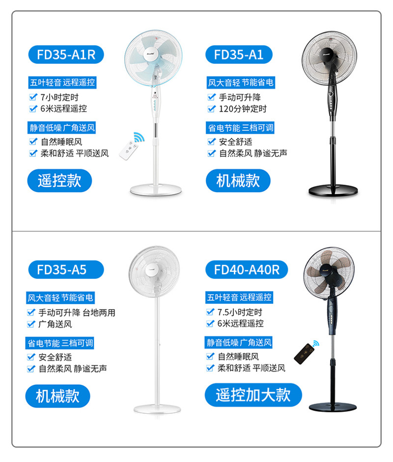 宝尔玛(BAOERMA) 家用立式遥控落地电风扇 FD35-A1R