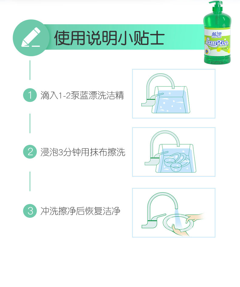 蓝漂LP-361886蓝漂洗碗去油污不伤手家庭装大桶厨房洗碗清洁去油去腥实惠装 洗洁精