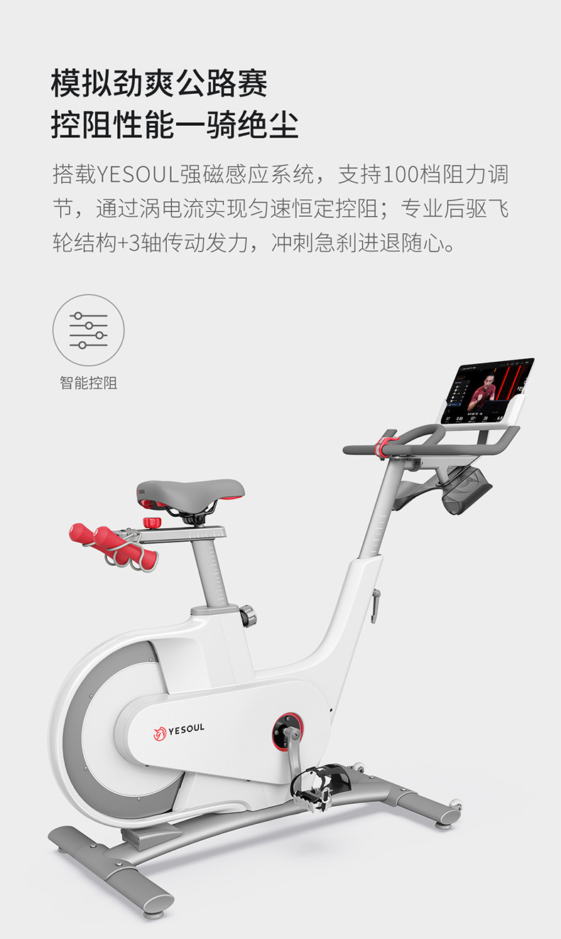 野小兽 YESOUL新款健身房家用智能动感单车磁控运动健身车 V1蓝牙款【典雅白】