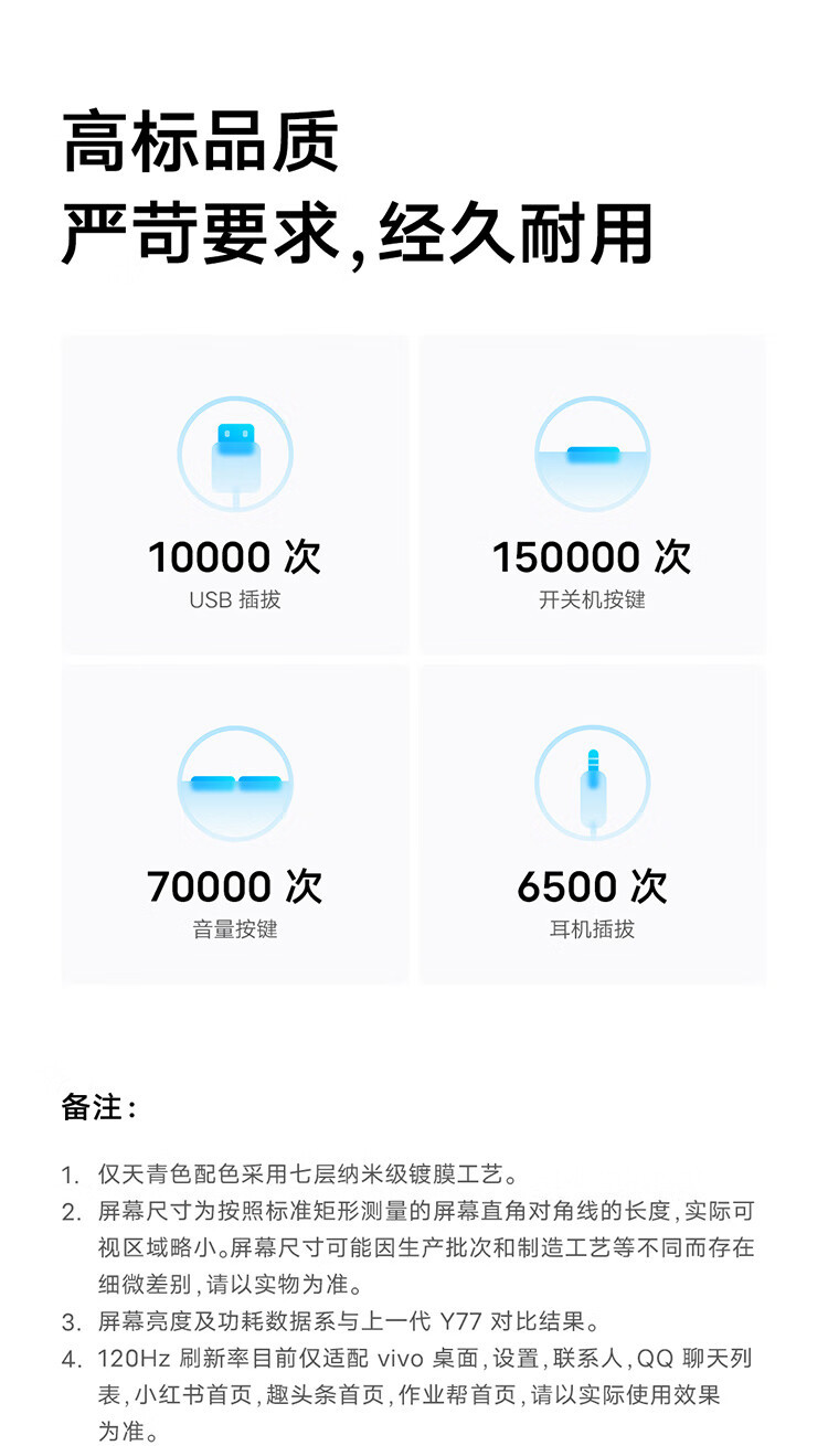 VIVO 5G手机 Y78+ 12GB+256GB 天青色