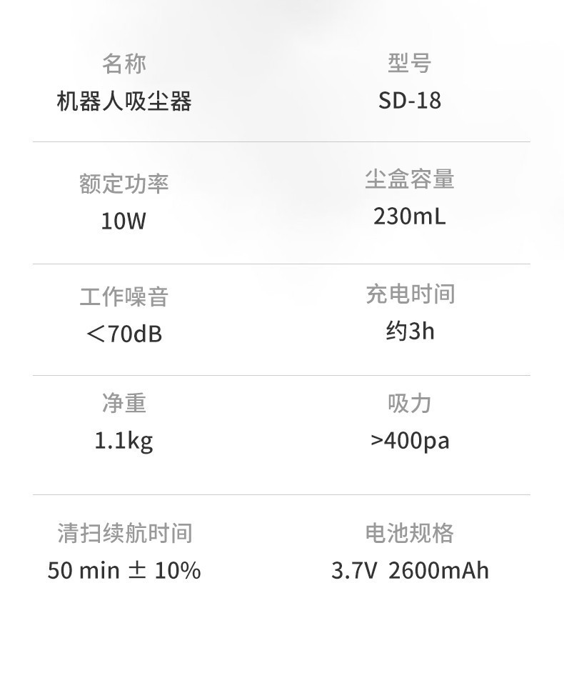 美菱扫地机器人随机清扫带浮动吸入口高频振动扫拖一体擦地机智能SD-18