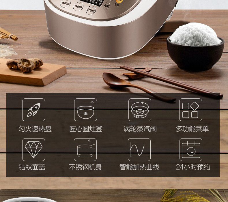 美的/MIDEA 电饭煲匠铜圆灶釜，纹理上盖RS40TQ