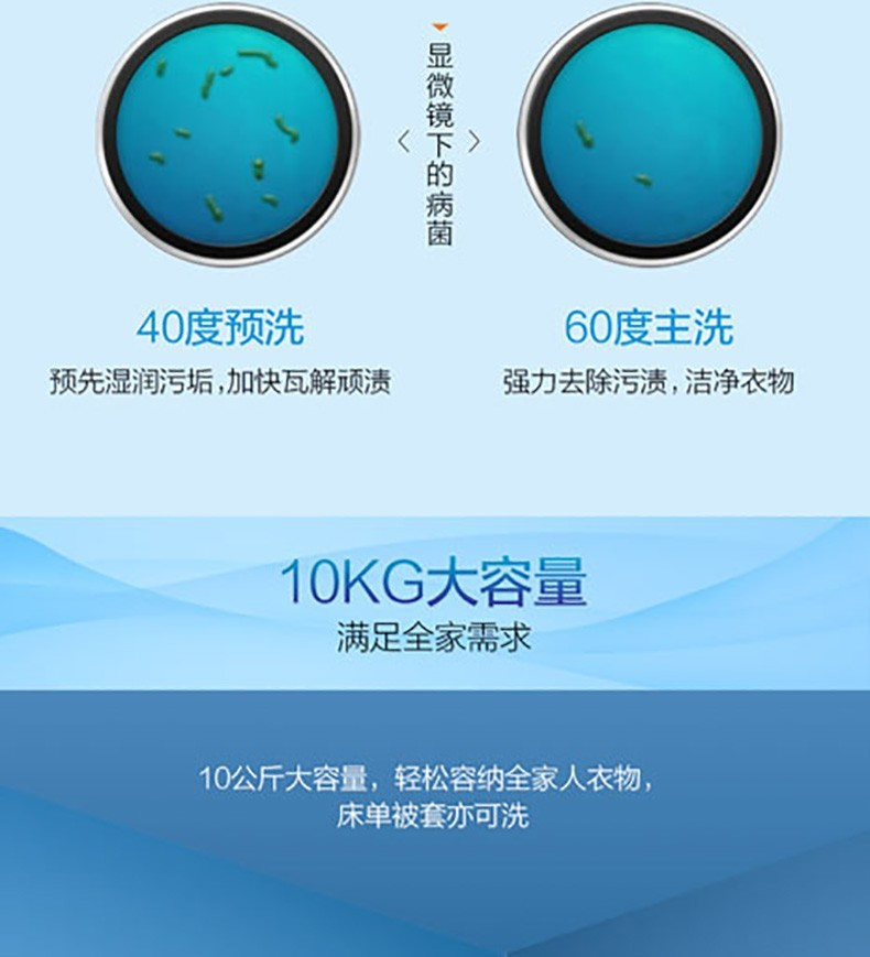 美的/MIDEA 洗衣机全自动滚筒洗衣机 10公斤kg 单洗MG100-1451WDY-G21G