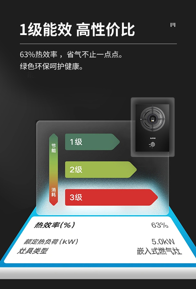 苏泊尔/SUPOR 燃气灶天然气灶单灶B01单眼灶台嵌两用 钢化玻璃