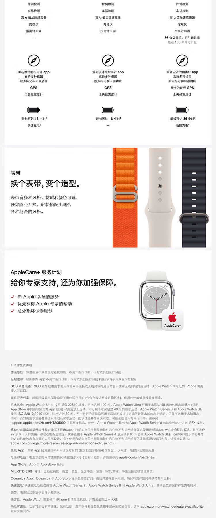 苹果/APPLE Watch Series 8 智能手表GPS款41毫米45毫米铝金属表壳