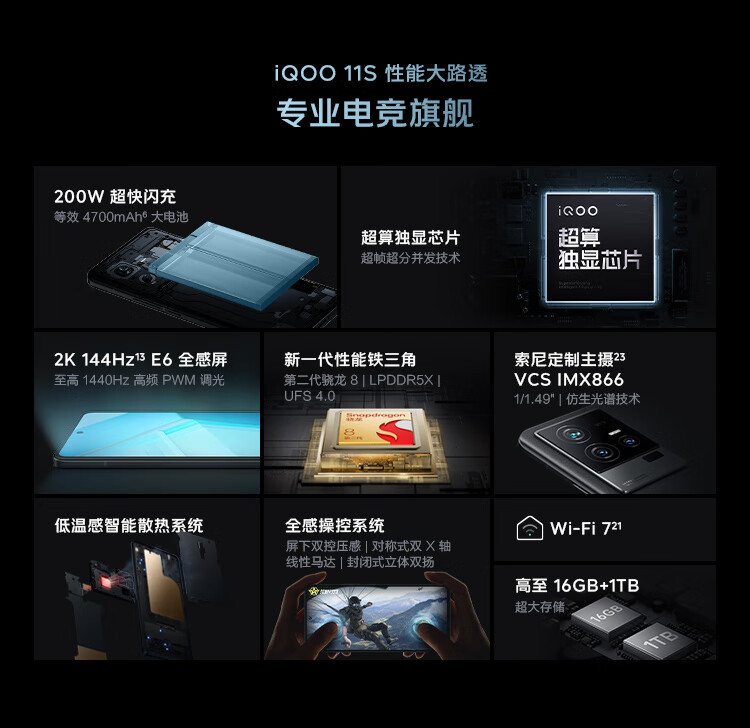 爱酷 iQOO 11S 超算独显芯片 第二代骁龙8 5G电竞手机