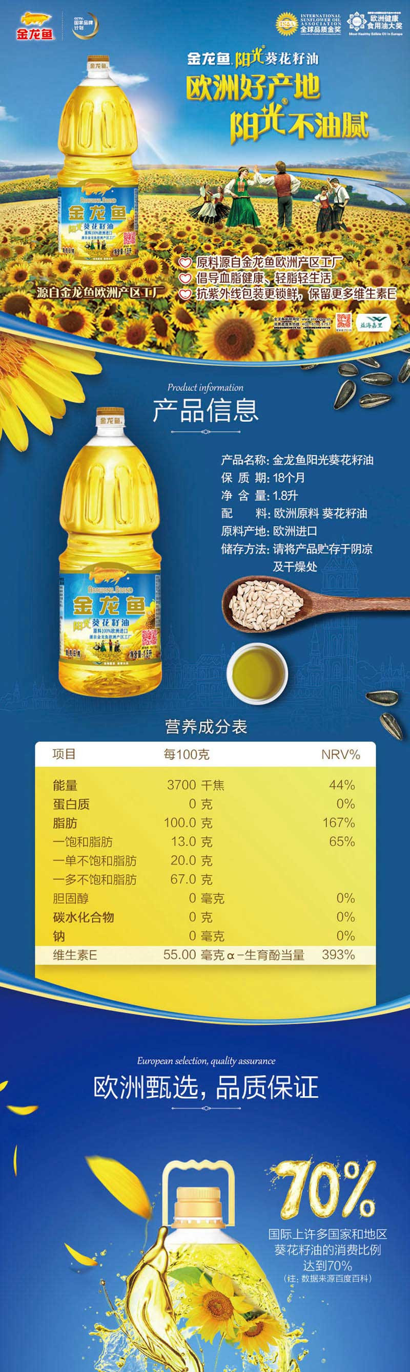 金龙鱼 米油组合 葵花油1.8l*1+顶醇大米2.5kg*2