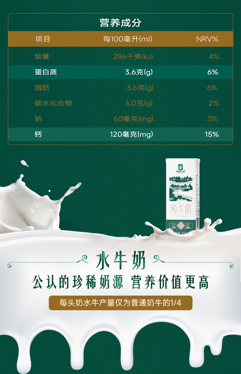 良西农场 广西生牛乳生水牛乳纯牛奶 200ml*10盒