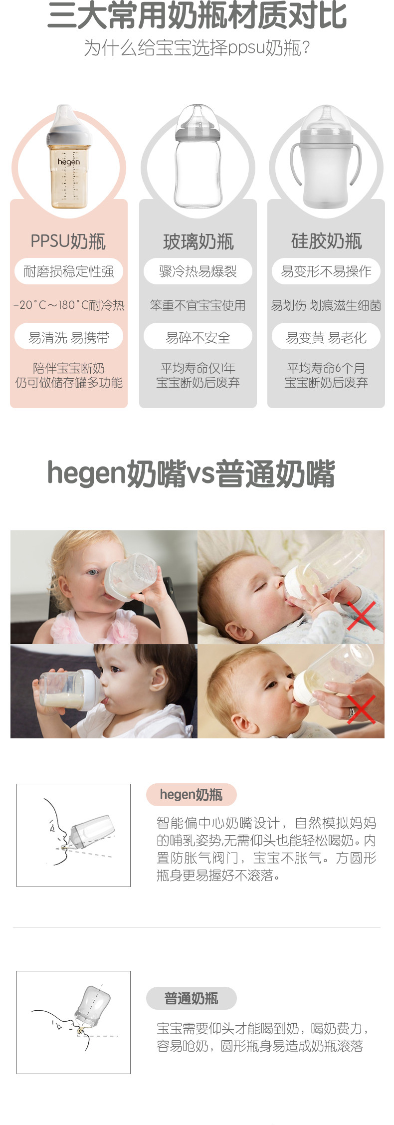 HEGEN 新生儿多功能奶瓶 “至臻至爱”珊瑚红礼盒宽口径防胀气防呛送礼套装