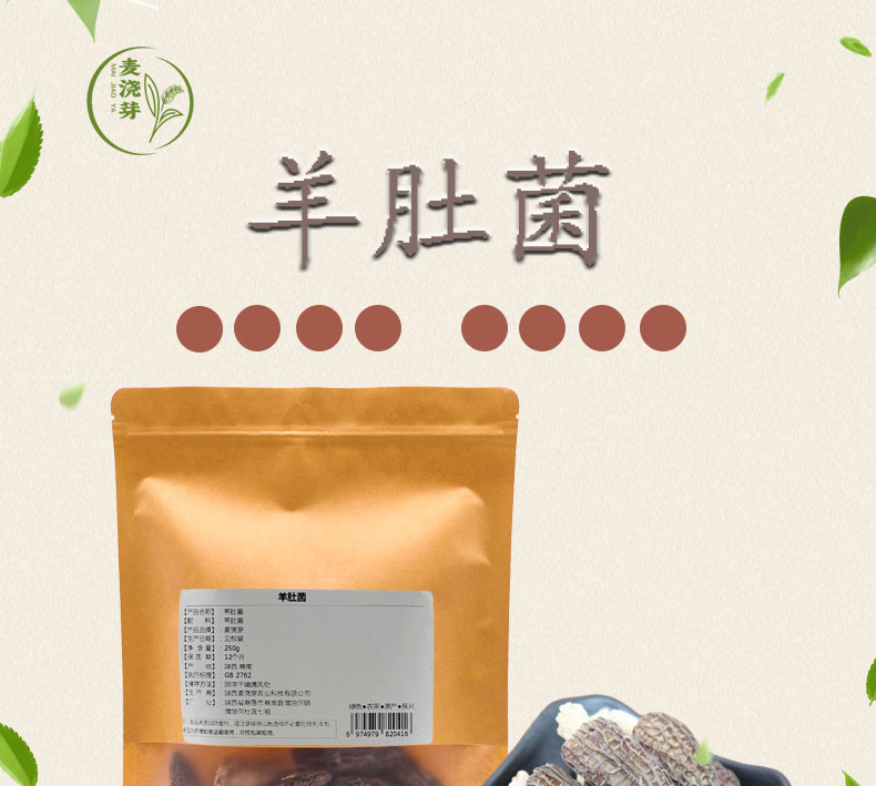 麦浇芽 羊肚菌羊肚蘑编笠菌羊肚菜干菌子包邮250g