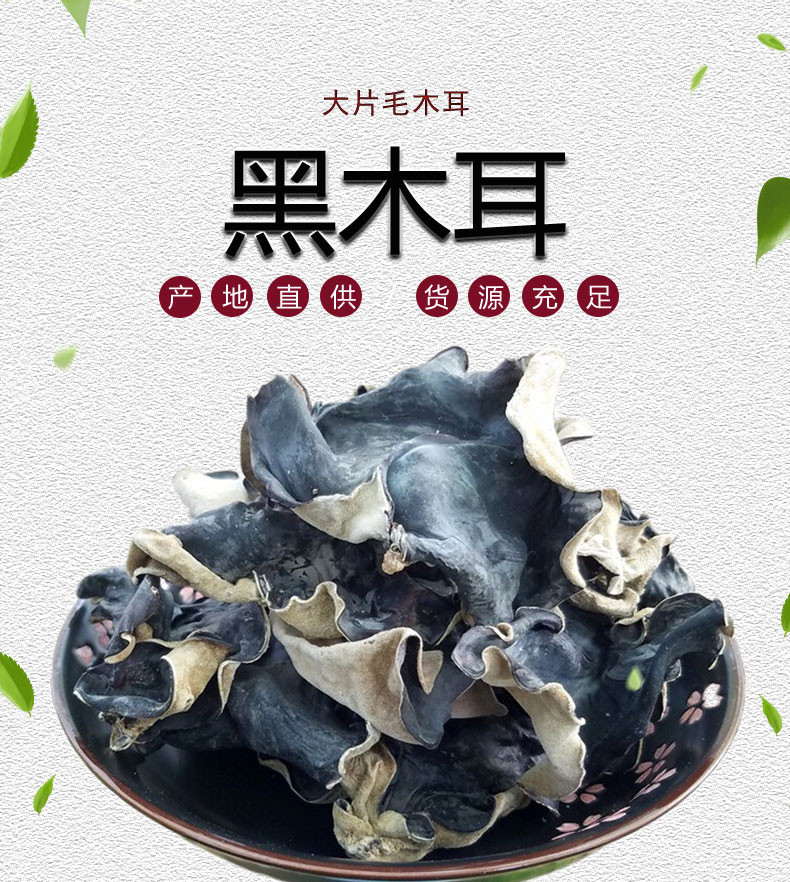 麦浇芽 毛木耳白背木耳无根毛地耳脆木耳干货包邮500g