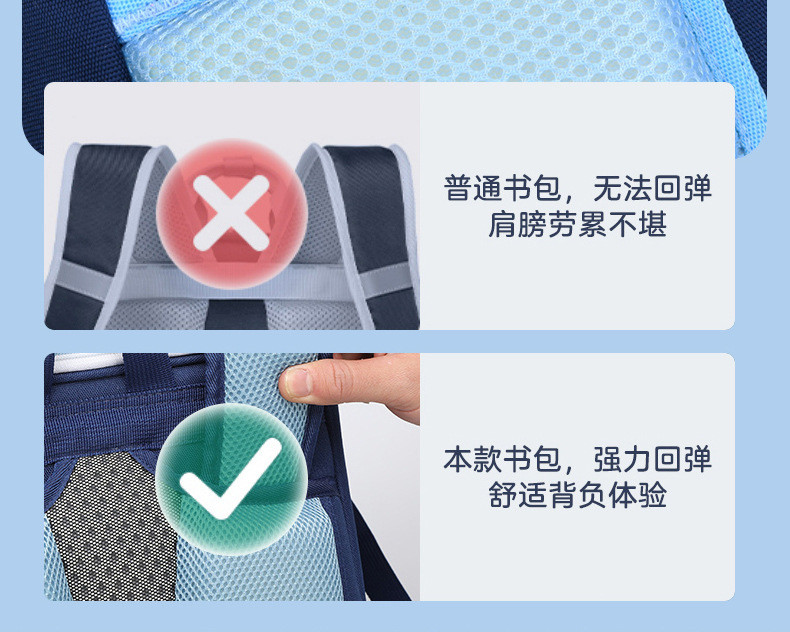 芭菲尼 新款悬浮减重书包小学生男女儿童一二三到六年级减负超轻双肩背包