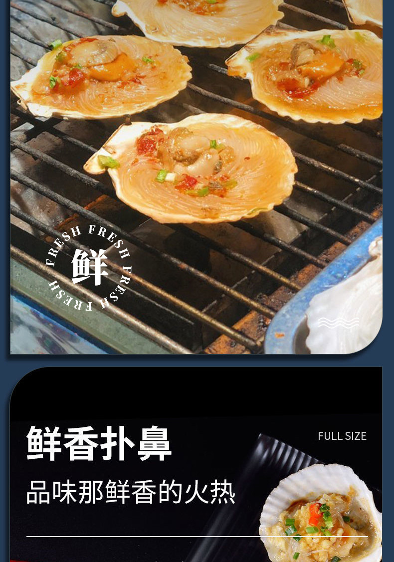 建昊食品 蒜蓉粉丝扇贝大号粉丝贝肉冷冻货半成品海鲜烧烤蒸扇贝节日送礼品