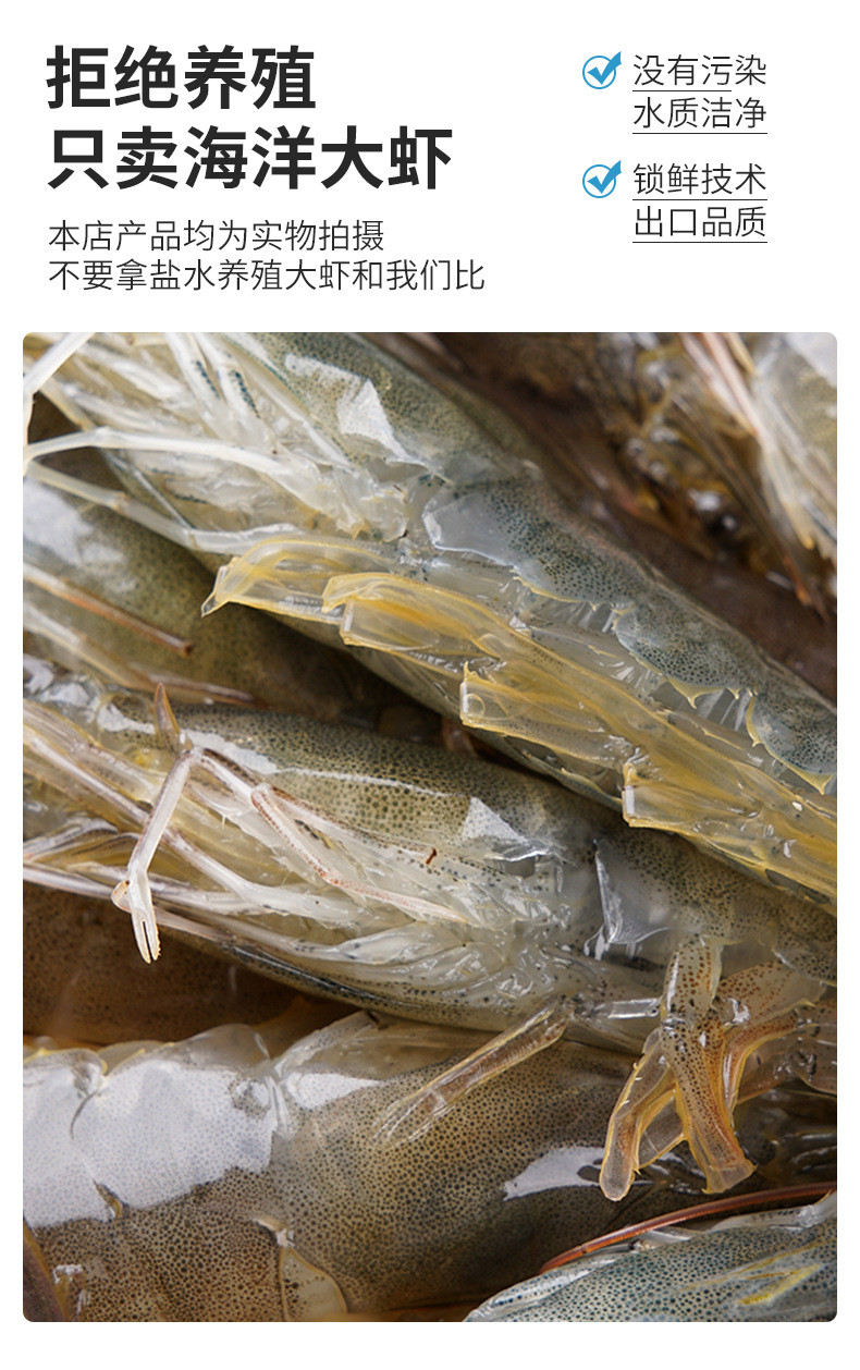 沃鲜汇 顺丰冷链 海水海捕大虾约4斤鲜冻超大基围虾整箱