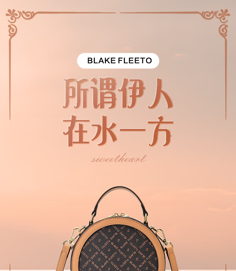 BLAKE FLEETO 女包斜挎高级感圆形圆饼包女士印花单肩包手提ZMNNB2112