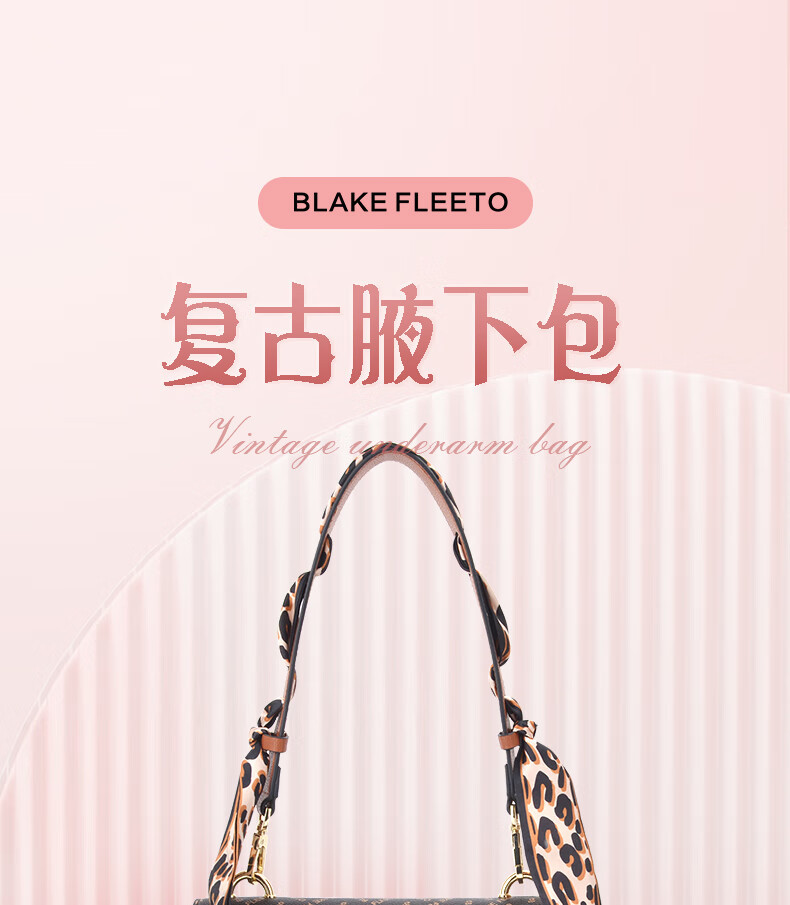 BLAKE FLEETO 女包斜挎单肩女士复古腋下包手提包丝巾款肩带包ZMNNB212