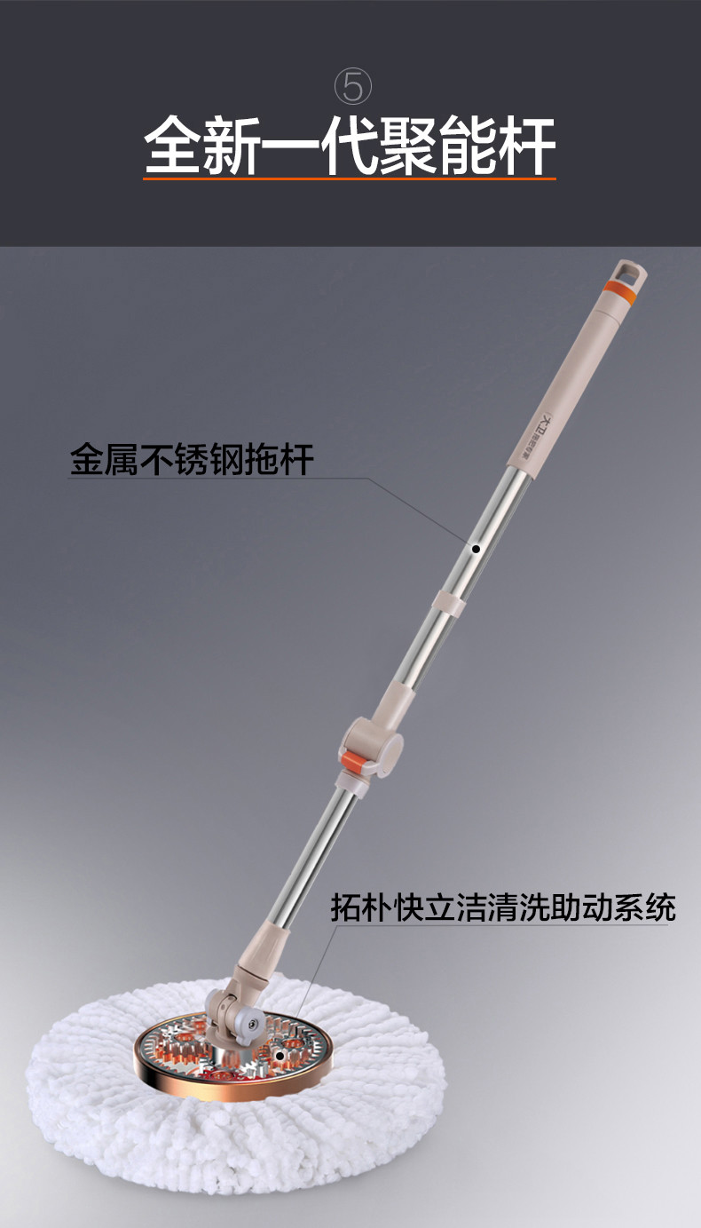 大卫  D6旋转拖把套装 双驱动 DX-X2066 1杆2头1桶