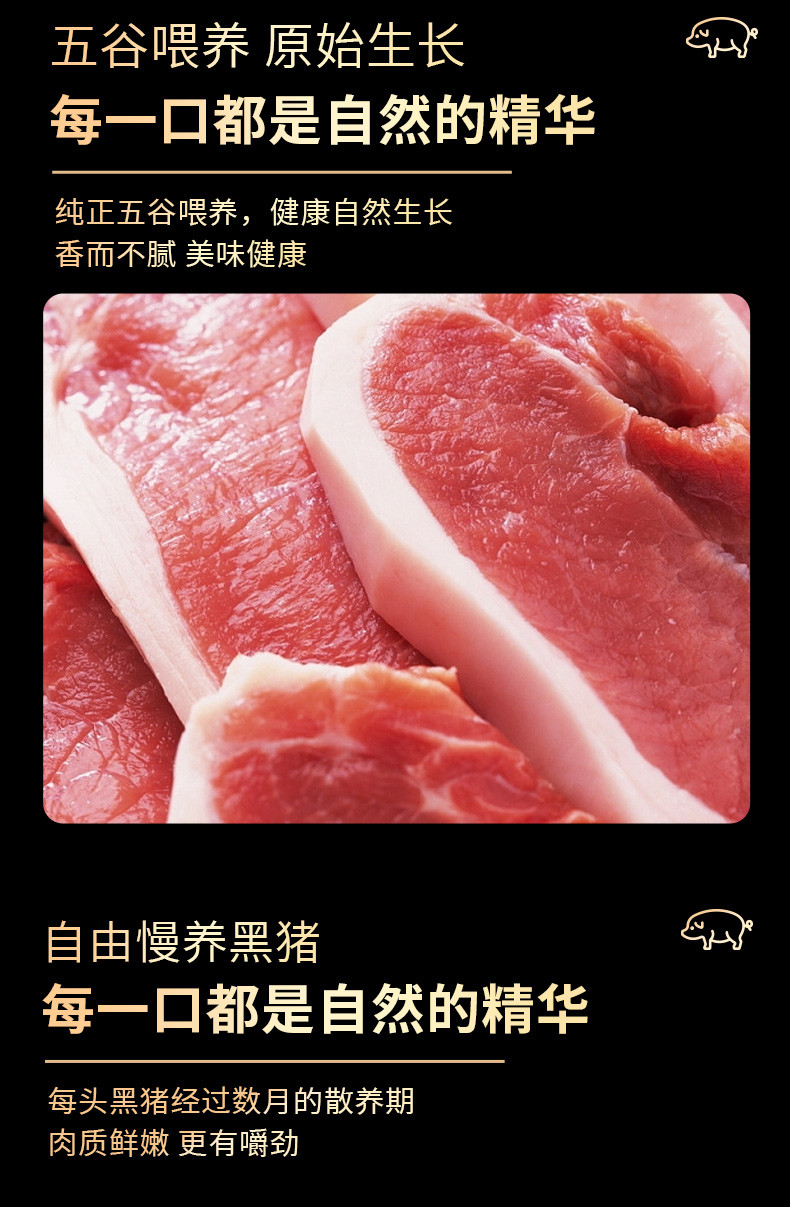  橙心有礼 黑猪肉898型 5100g礼盒 谷物饲养 香而不腻 美味健康