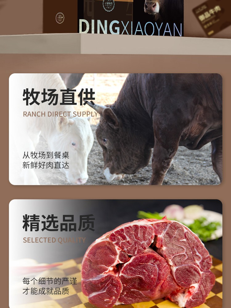 丁小宴 御品黄牛1298型5700g礼盒 牛腱子牛腩块 牛肉粒牛眼肉