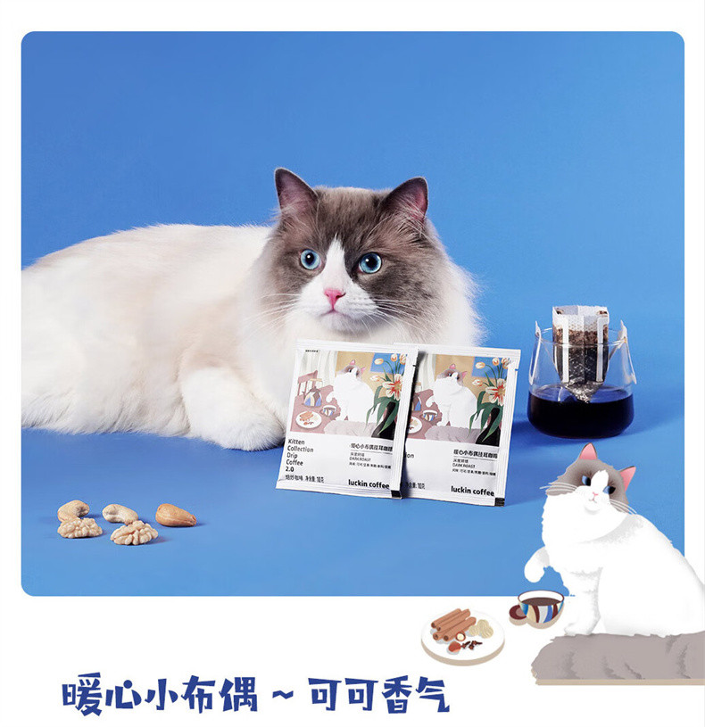  瑞幸咖啡 吸猫系列挂耳咖啡 混合装10g*6袋*/盒 尝鲜装  2种口味