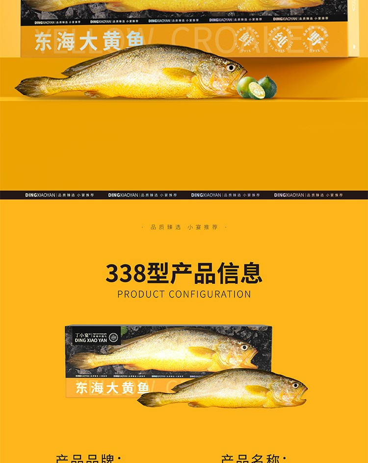 丁小宴 东海野化大黄鱼礼盒338型 黄花鱼500-700g*1条