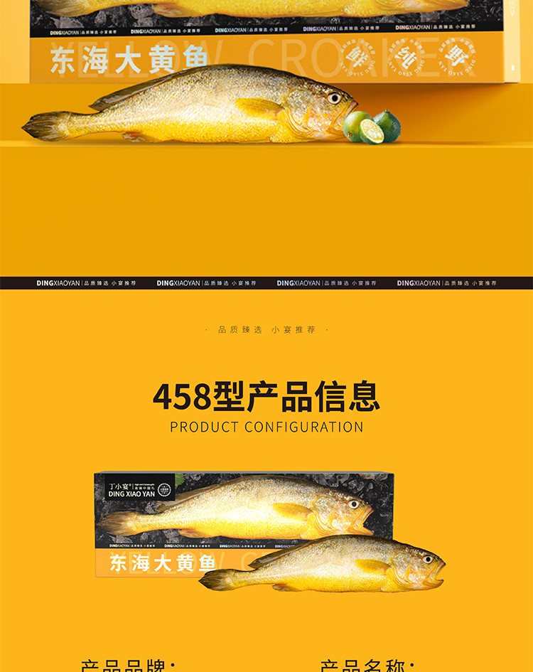 丁小宴 东海野化大黄鱼礼盒458型 黄花鱼650-750g*1条