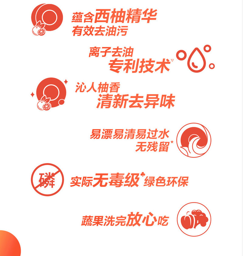 立白 立白西柚洗洁精408g*2瓶去油除味不伤手方便装学生宿舍洗洁精果蔬餐具食品用温和不伤手无残留