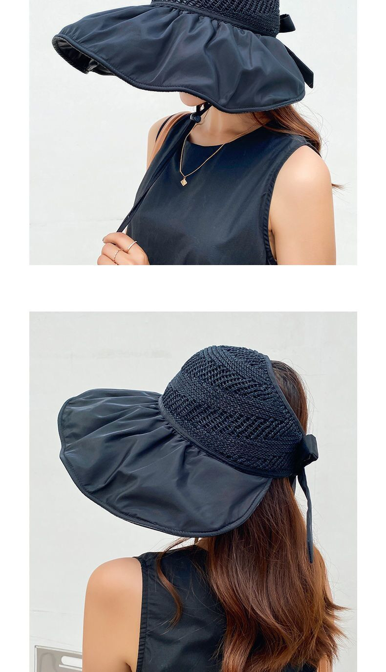 玉露浓 UPF50+黑胶涂层防晒可折叠空顶太阳帽