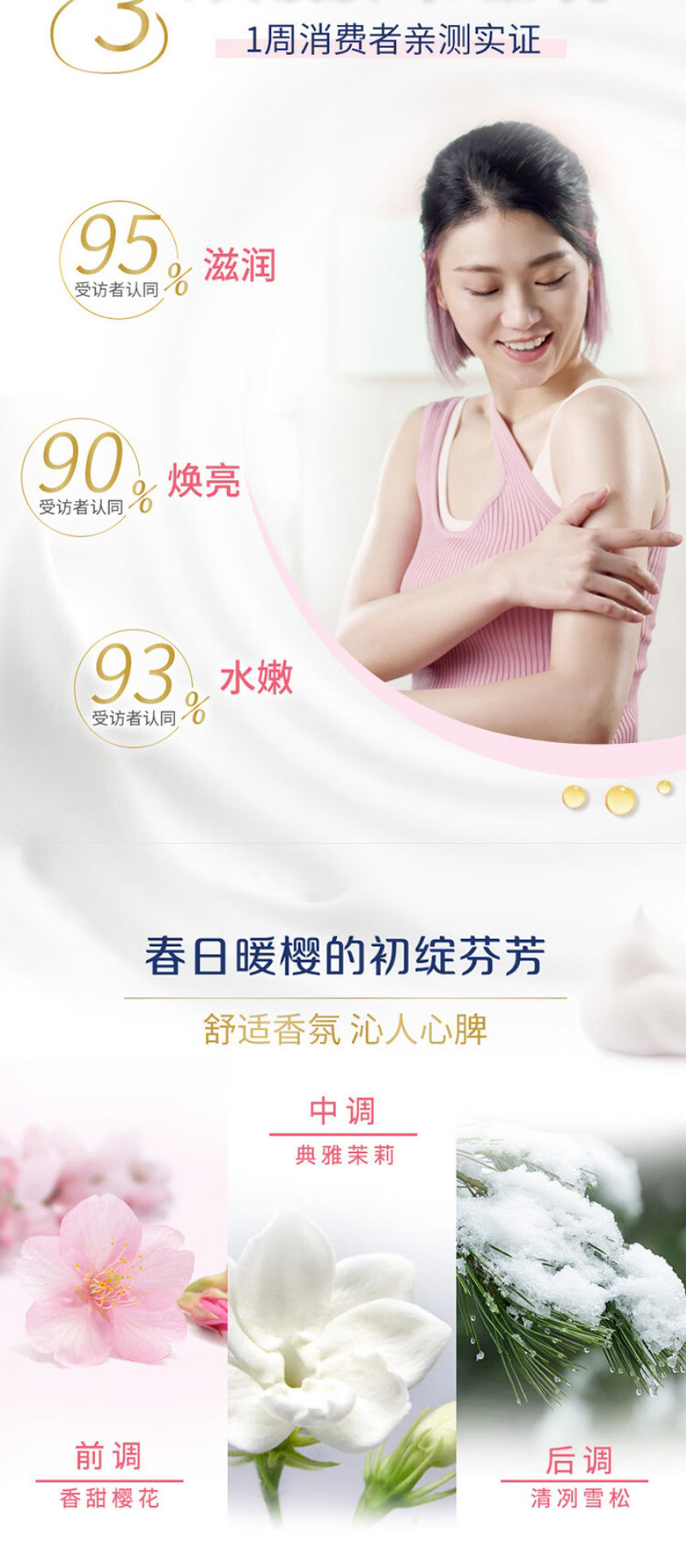 多芬 神经酰胺泡泡沐浴乳沐浴露樱花甜香400ml