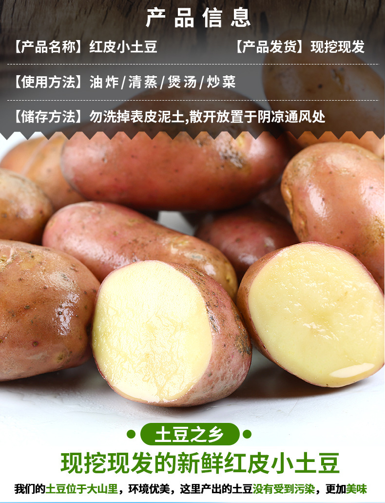 农家自产 红皮小土豆 新鲜农家蔬菜红皮黄心土豆马铃薯洋芋