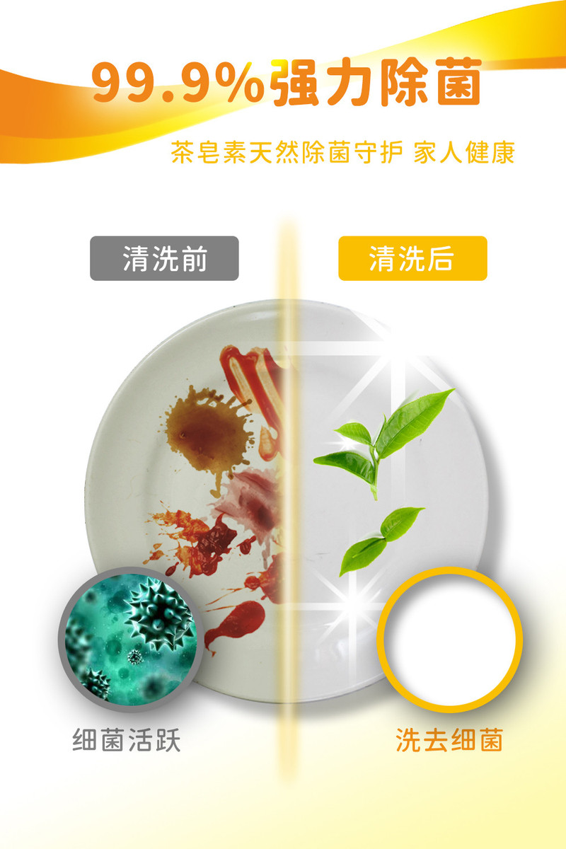 闪立净 闪立净食品果蔬可用去农残柠檬洗洁精99%除菌去油除味宝宝餐具适用护手不伤手1.28公斤