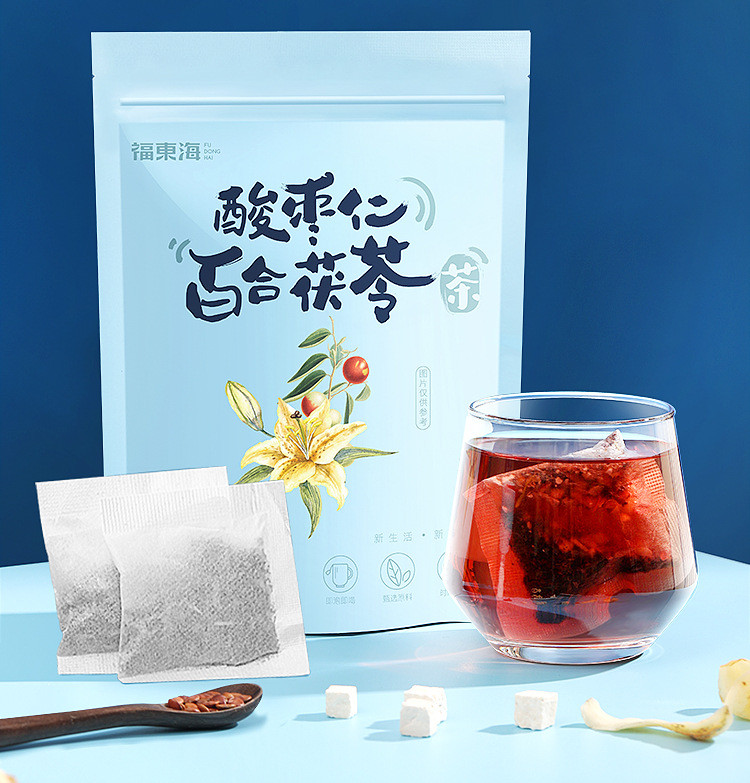 福东海 酸枣仁百合茯苓茶150克 酸枣仁安睡茶酸枣仁百合茯苓茶三角包晚安茶