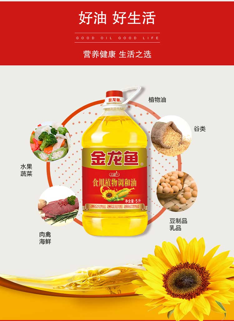 金龙鱼 三合一食用植物调和油 5升