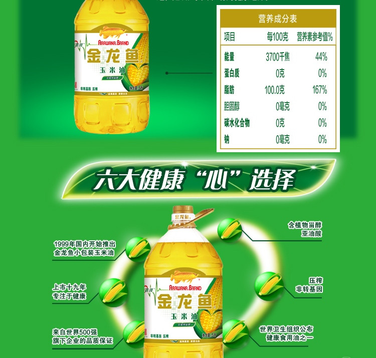 金龙鱼 玉米油（单桶） 5升
