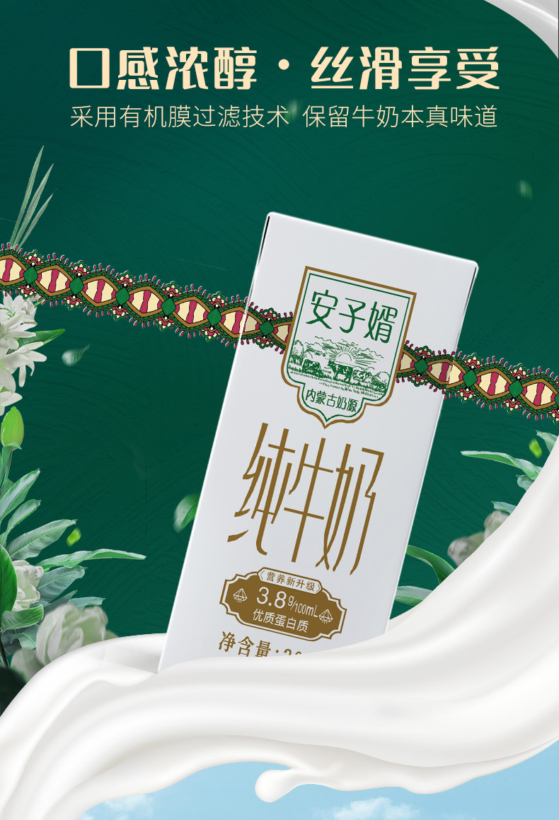 安子婿 【3.8g乳蛋白纯牛奶 到手两箱（200g*10盒/提）