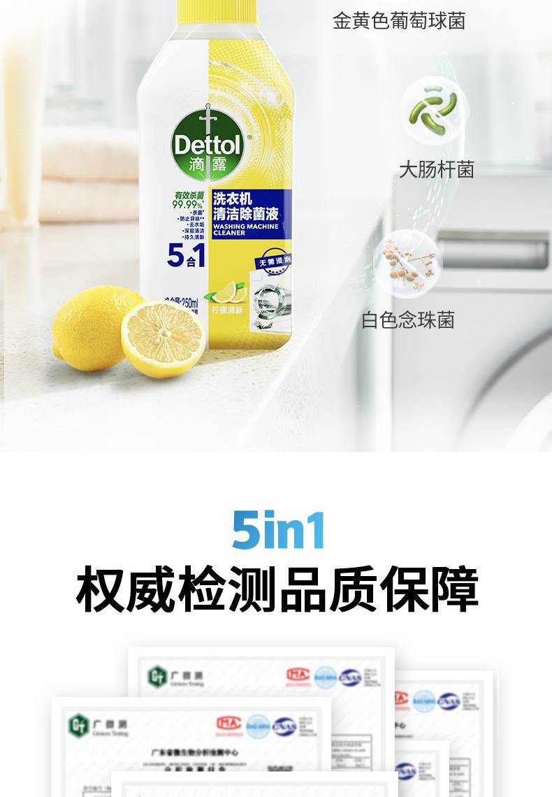 滴露/Dettol 洗衣机清洁除菌液柠檬250ml